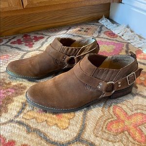 Ecote Brown Leather Buckle Booties